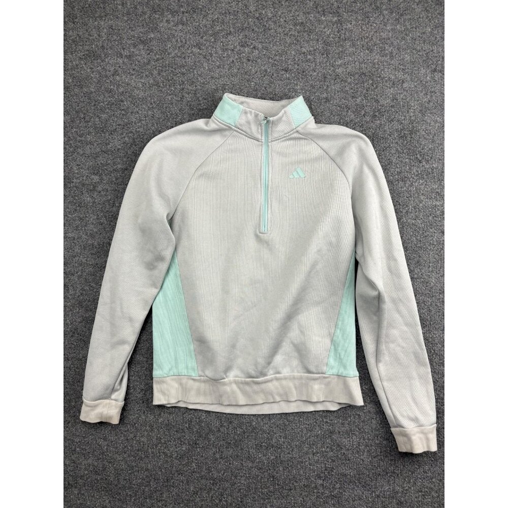 Adidas Sweatshirt Womens‎ Small Gray Mint Quarter Zip Fleece Pullover Training